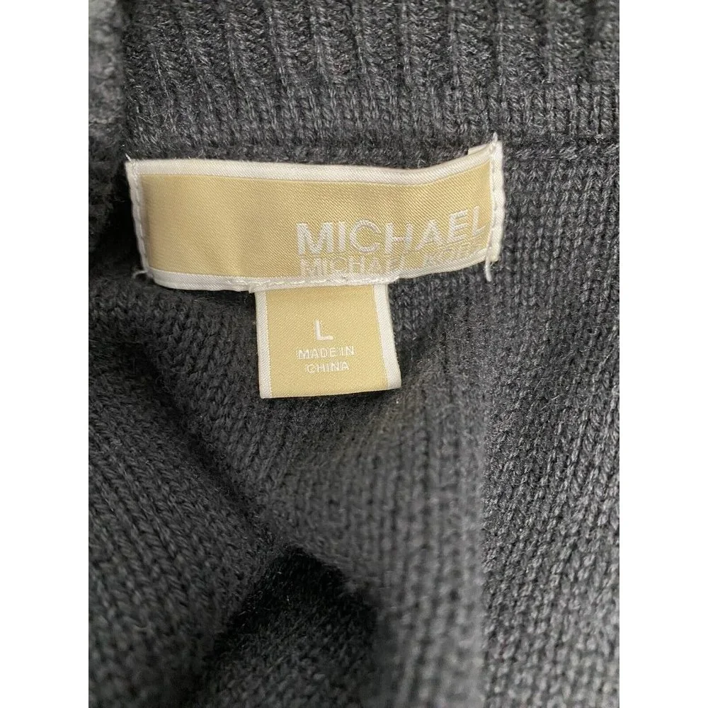 Michael Kors Front Zip Short Sleeve Knit Short Black Casual Dress L